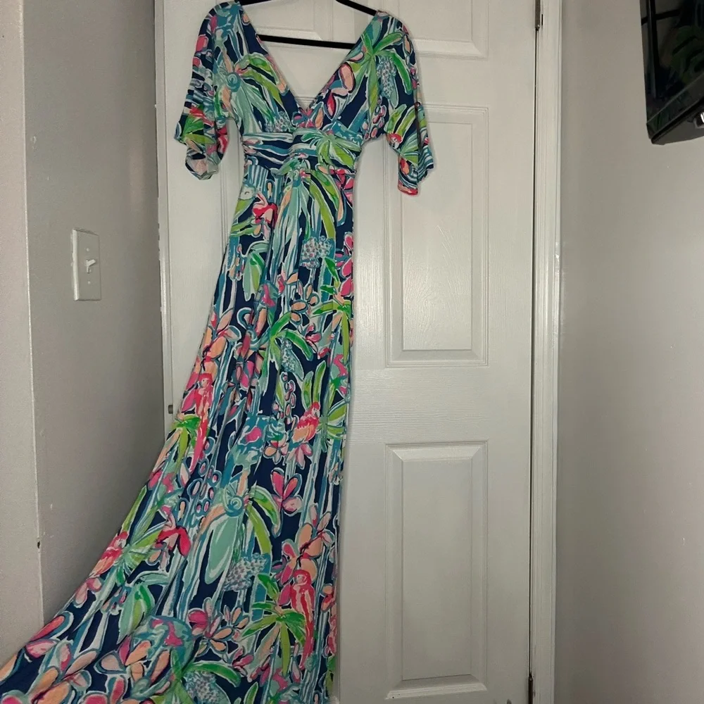 Lilly Pulitzer Pop Up Jungle Hoppin Parigi Maxi Dress XXS - Picture 3 of 5